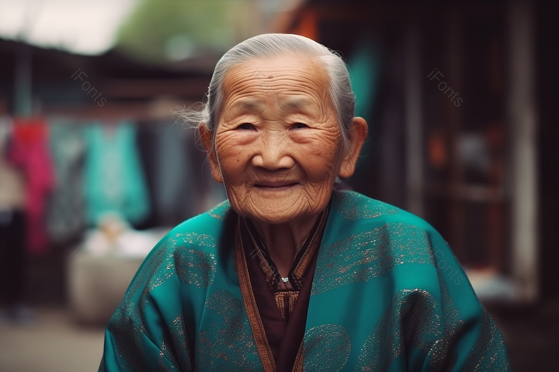 穿绿色外套白发老奶奶在胡同里摄影,高清,摄影图,摄影图片,图片大全,摄影图免费下载